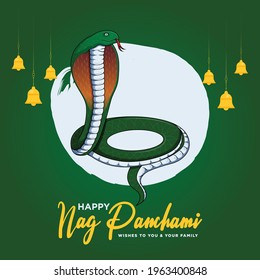 Banner design of happy nag panchami template. Vector graphic illustration.