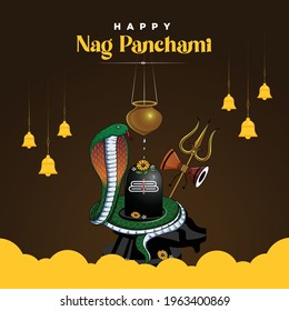 Banner design of happy nag panchami template. Vector graphic illustration.