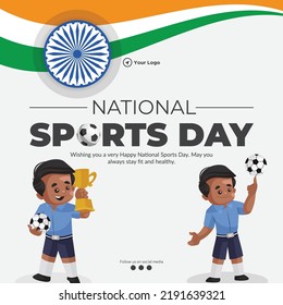 Banner design of happy national sports day template.