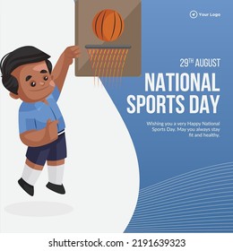 Banner design of happy national sports day template.