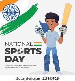 Banner design of happy national sports day template.