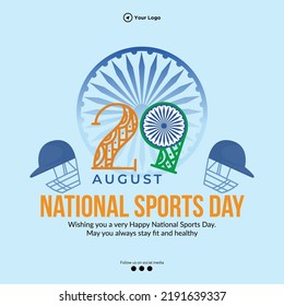 Banner design of happy national sports day template.