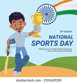 Banner design of happy national sports day template.