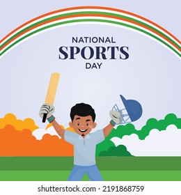 Banner design of happy national sports day template.