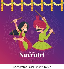 Banner design of happy Navratri Indian festival template.