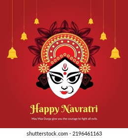 Banner design of happy Navratri Indian Hindu festival template.