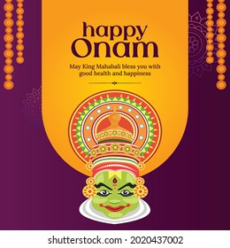 Banner design of happy Onam cartoon style template.