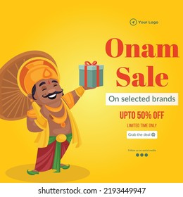 Banner design of happy onam sale south Indian festival template.