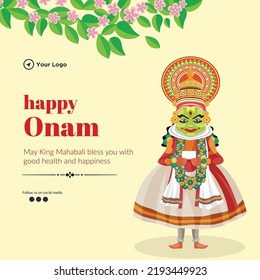 Banner design of happy onam south Indian festival template.