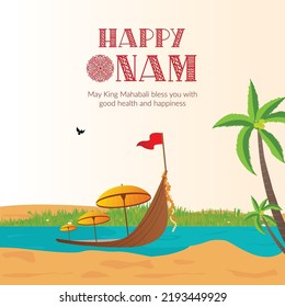 Banner design of happy onam south Indian festival template.