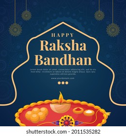 Banner design of happy Raksha Bandhan Indian festival template.