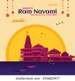 Banner design of happy ram Navami. Vector graphic illustration.