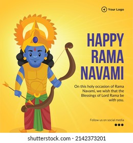 Banner design of happy ram Navami cartoon style template.