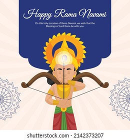 Banner design of happy ram Navami cartoon style template.