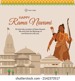 Banner design of happy ram Navami cartoon style template.