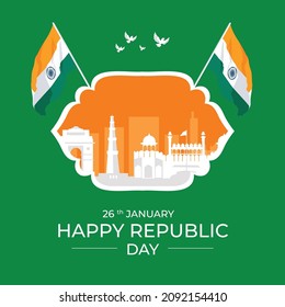 Banner design of happy republic day  template.