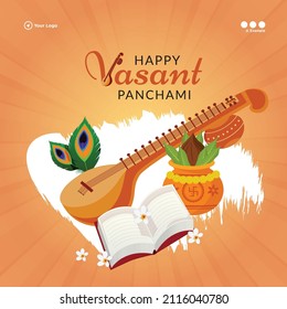 Banner design of happy Vasant Panchami template.