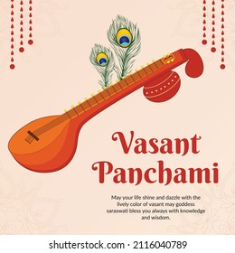 Banner design of happy Vasant Panchami template.