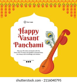 Banner design of happy Vasant Panchami template.