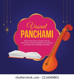 Banner design of happy Vasant Panchami template.