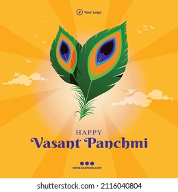 Banner design of happy Vasant Panchami template.