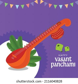 Banner design of happy Vasant Panchami template.