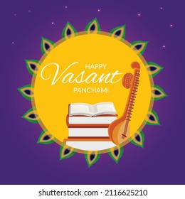 Banner design of happy Vasant Panchami template.