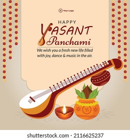 Banner design of happy Vasant Panchami template.