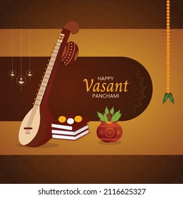 Banner design of happy Vasant Panchami template.