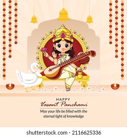 Banner design of happy Vasant Panchami template.