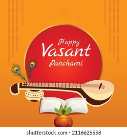 Banner design of happy Vasant Panchami template.