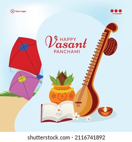 Banner design of happy Vasant Panchami template.