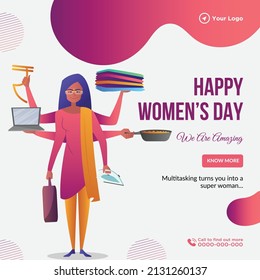 Banner design of happy women's day template.