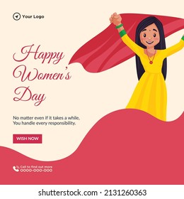 Banner design of happy women's day template.