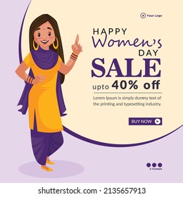 Banner design of happy women's day sale template.