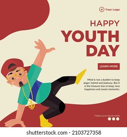 Banner design of happy youth day cartoon style template.