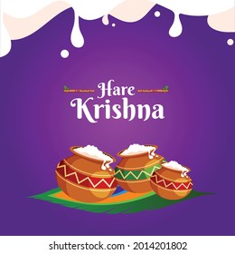 Banner design of hare krishna Indian festival template.