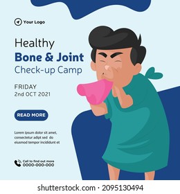 Banner design of healthy bone and joint check up camp cartoon style template.