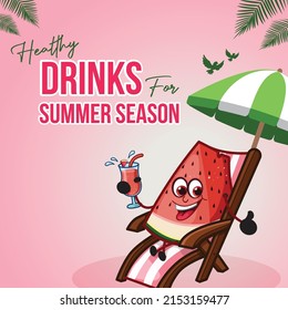 Banner design of healthy drinks for summer season template.