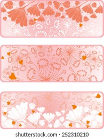 Banner design with heart shapes, flowers and space for text