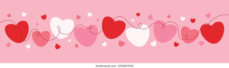 Banner design with hearts. Decorations for Women's Day, Wedding and Valentine's Day. Vector