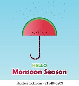 Banner design of hello monsoon season template.