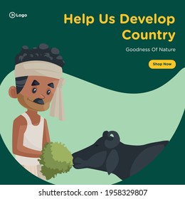 Banner design of help us develop the country. Vector graphic illustration.