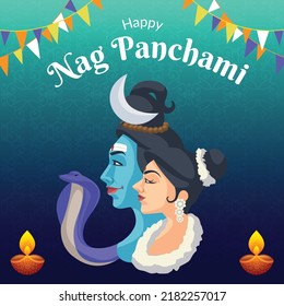 Banner design of Hindu festival happy nag panchami template
