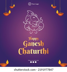 Banner design of Hindu traditional festival happy Ganesh Chaturthi template.