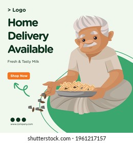 Banner design of home delivery available template. Vector graphic illustration.