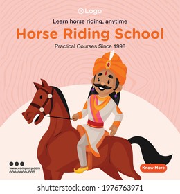 Banner design of horse riding school template. Vector graphic illustration.