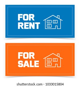 Banner design with house rental and sale icon. Vector illustration