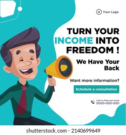 Banner design of idea to turn your income into freedom template.