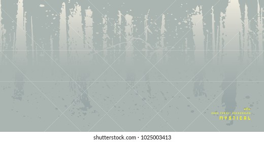 Banner design with the image of pine forest. Gray color